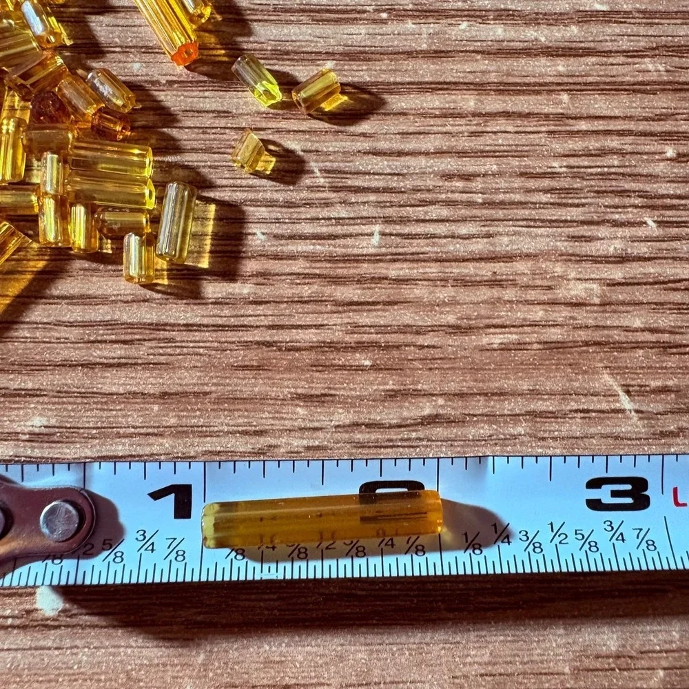 Amber Cut Glass Bugle Beads Assorted Two Sizes Jewelry Making Crafts